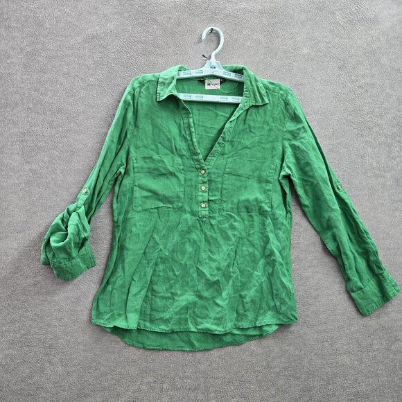 Pre-Loved Kelly Green Zara Coastal Popover with Gold Buttons - L - Picture 2 of 9